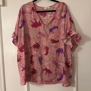 Cute Cheetah Print & Tiger Pink Blouse